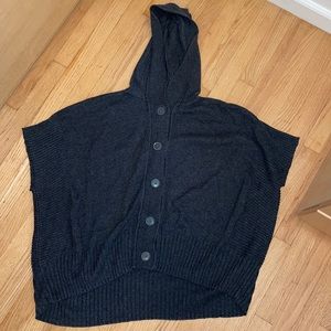 Caslon Oversized Charcoal Gray Poncho Sweater